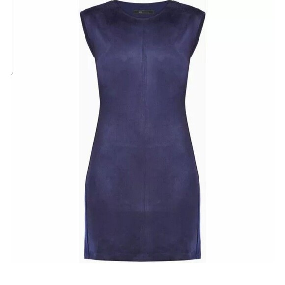 BCBG Max Azria "Karlee" Navy Blue Vegan Suede Mini Dress, Size Large - Picture 11 of 11